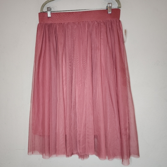 NWT Torrid Mauve Pink Pleated Mesh Midi Skirt Pull On Stretch Size Large XL (0) - Picture 12 of 14